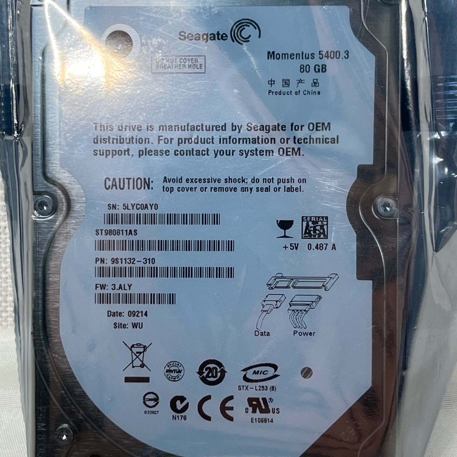 Seagate Momentus 5400.3 80GB 2.5 SATA Laptop Hard Drive ST980811AS NEW