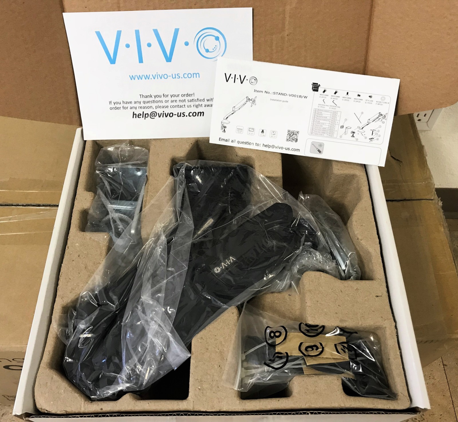 VIVO Single Monitor Gas Spring Desk Mount Stand | Fits Screens 10"- 24" | Black