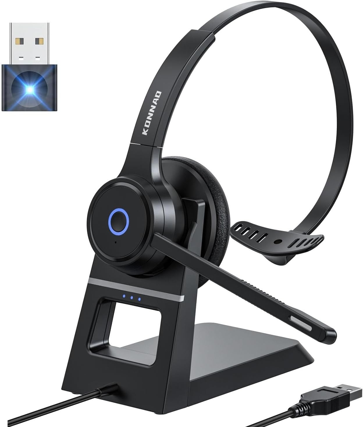 Bluetooth Headset with AI Noise Cancelling Microphone, V5.3 Wireless Headphon...