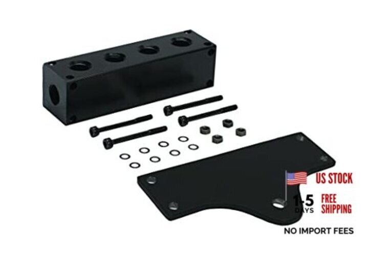 92820 6 Port Manifold with Mounting Holes, Black