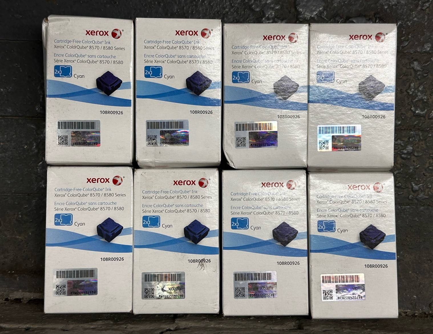 LOT OF 8 Genuine Xerox 8570/8580  Cyan Solid Ink ColorQube Ink Set (NonMetered)