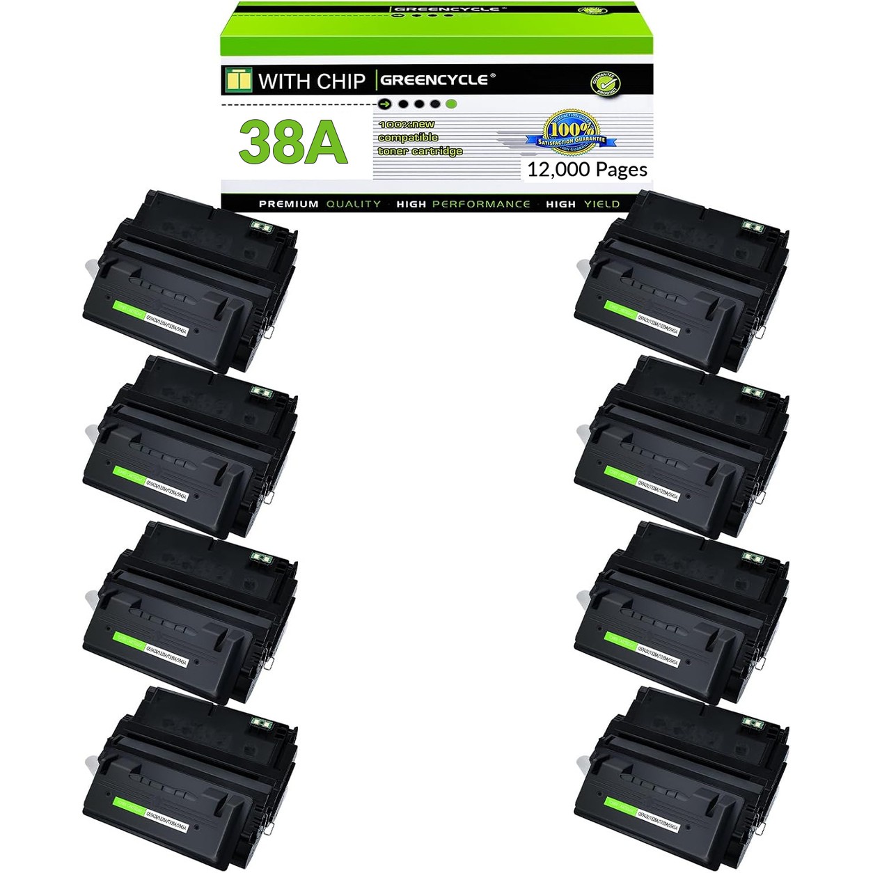 8PK Q1338A BK Toner Cartridge Fits for HP 38A LaserJet 4350 4350n 4350tn 4350dtn