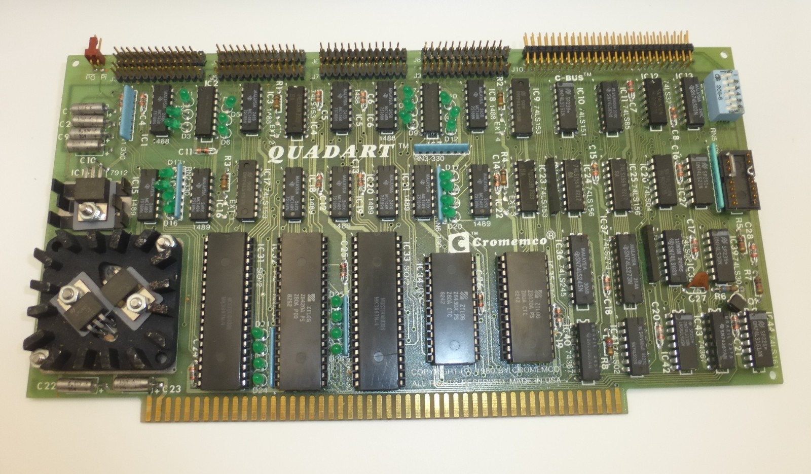 Cromemco QUADART S-100 Serial I/O Board Rev D Z80A w/ Heatsink Vintage Computer