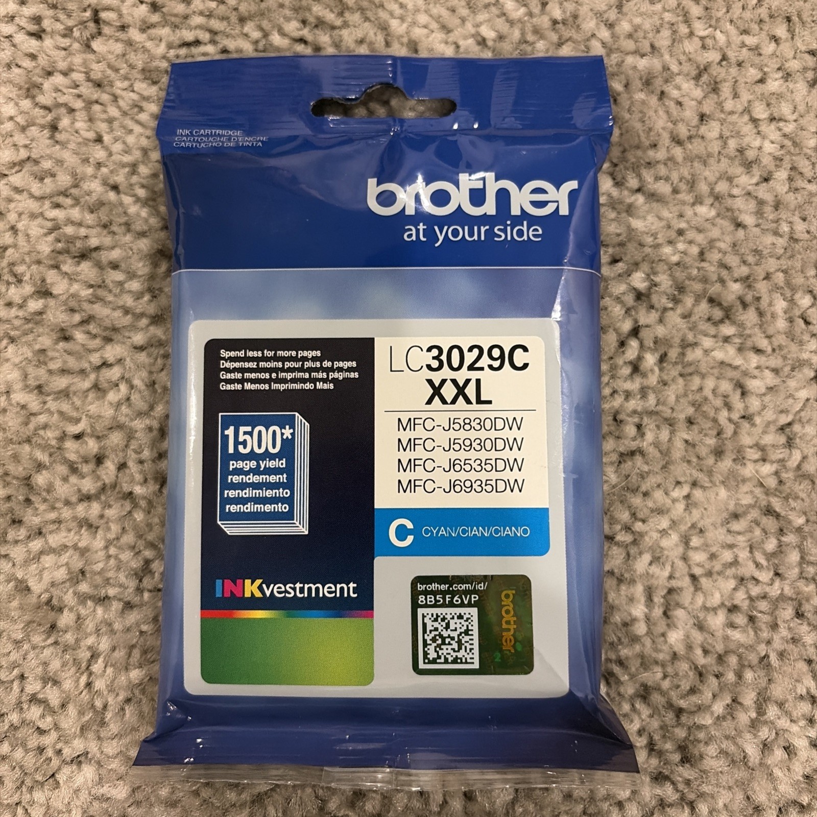 Genuine Brother LC3029C XXL Cyan High Yield Ink Cartridge Exp. 05/2025 SEALED