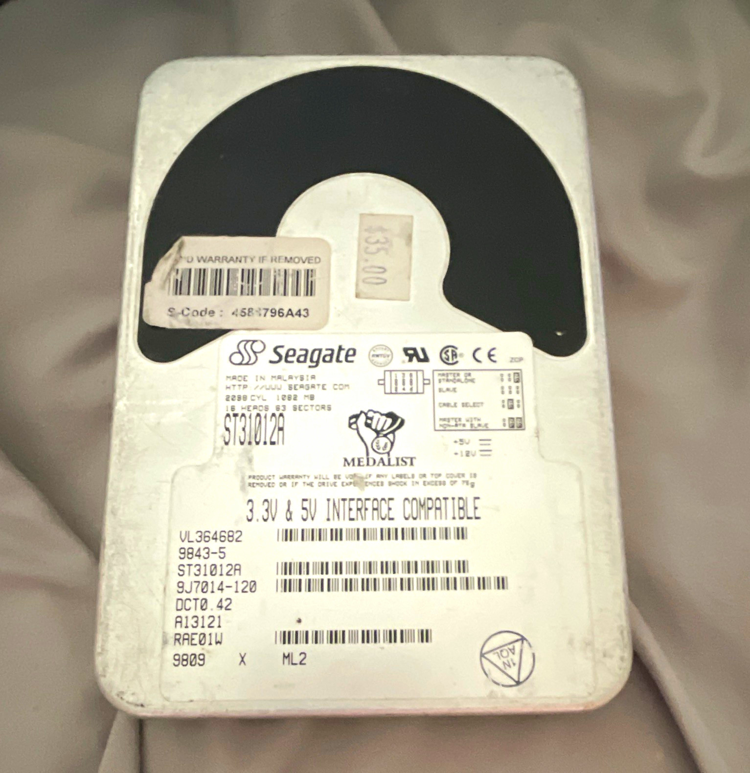 Seagate Medalist ST31012A 10GB 2.5" IDE 4500RPM 128KB HDD 3.3V/5V