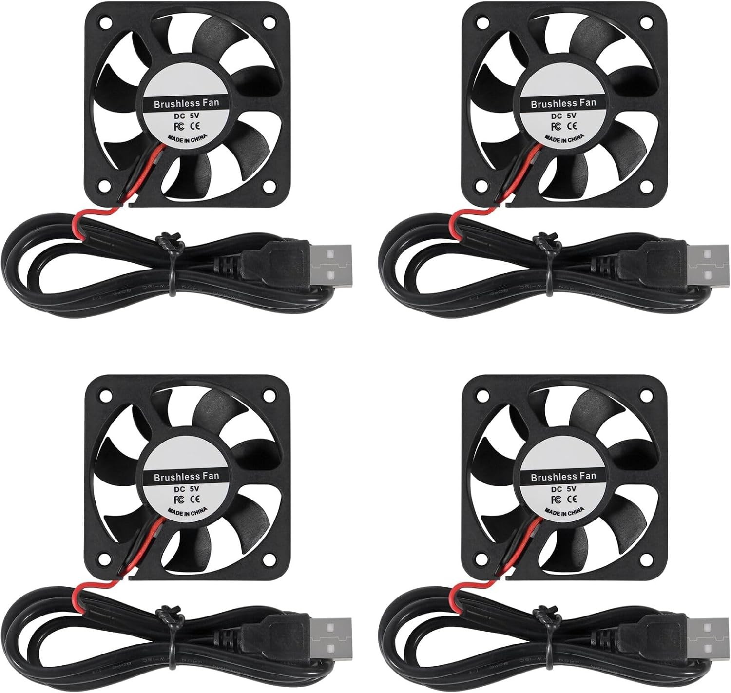 50mm Fan 5V USB Brushless DC Cooling Fan, 4 Pack Speed 4200 RPM Fan for Small...