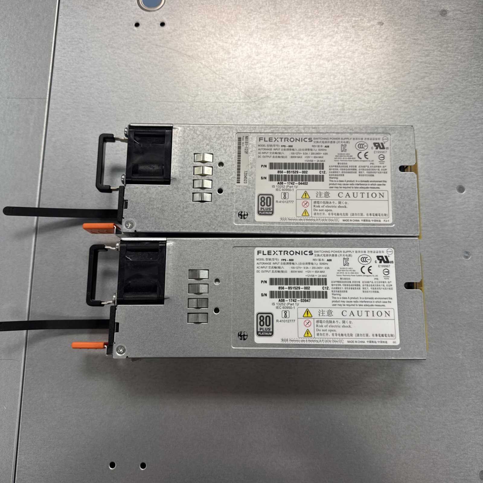 LOT OF 2 FLEXTRONICS FPS-800  POWER SUPPLY FOR NEC SERVER