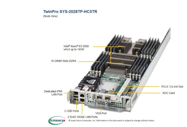 Supermicro PIO-228TP-HC0T-NODE RMA node for 2028/6028tp-HC0TR NS K