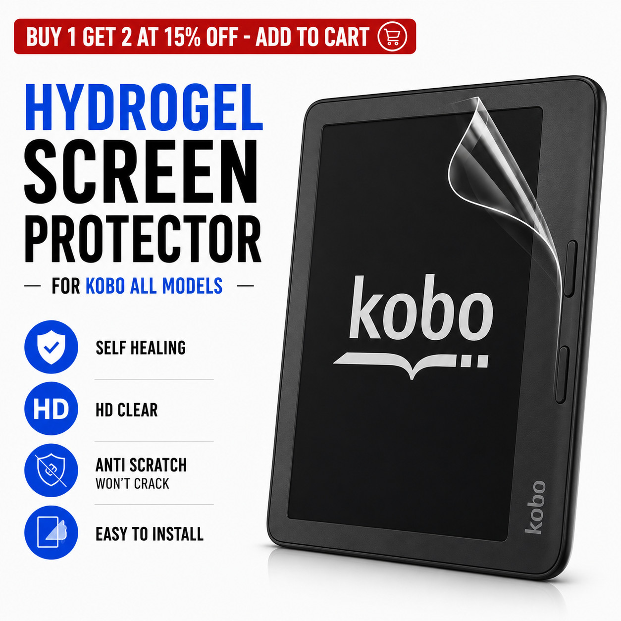 Kobo All Modells Hydrogel Screen Protector Self Healing Anti-Scratch