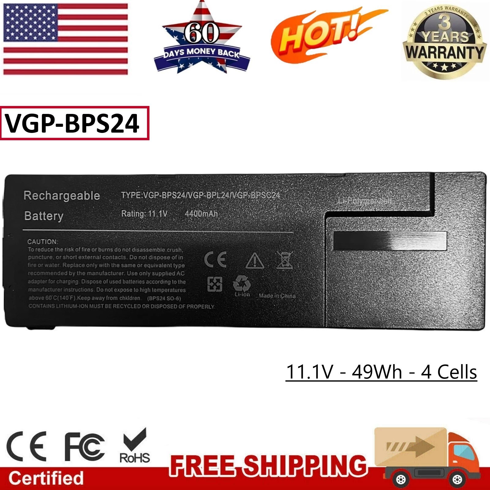 VGP-BPS24 Battery For SONY VAIO SA SB SC SD SE VPCSA VPCSB VPCSC Series 11.1V US