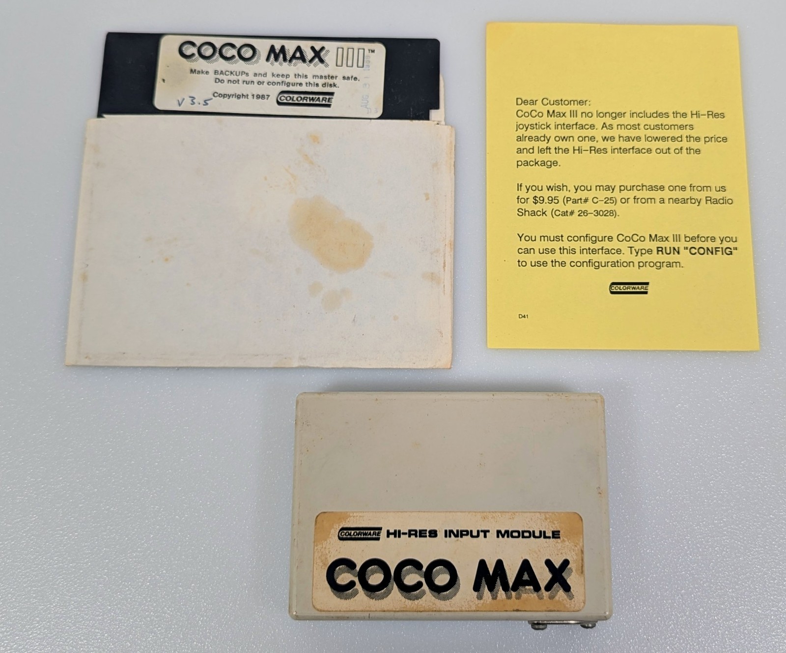 Tandy TRS-80 CoCo Color Computer Coco Max Hi-Res Input Module w/ 5.25" Disk