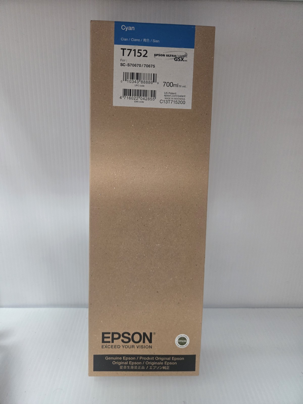 GENUINE EPSON T7152 CYAN Ink SC-S70670 350ML EXP. 10/2022 NEW SHIPS FREE