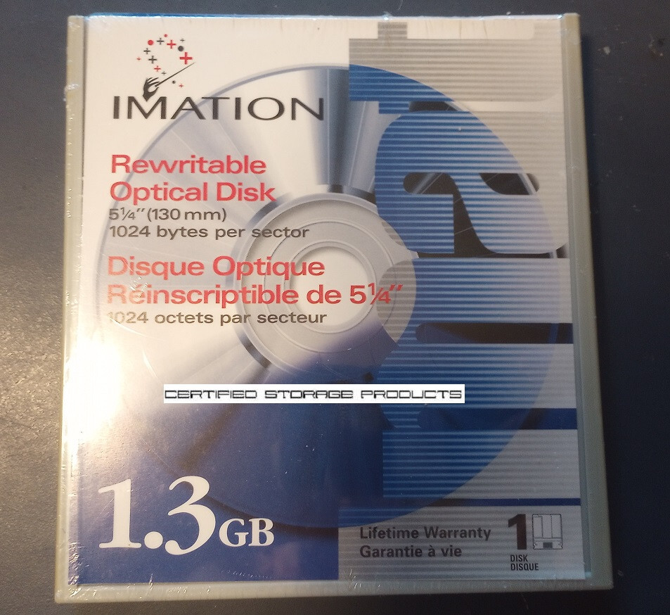 NEW IMATION 44019 MO 1.3GB Read/Write R/W 1024bps 92280T Optical Disk Rewritable