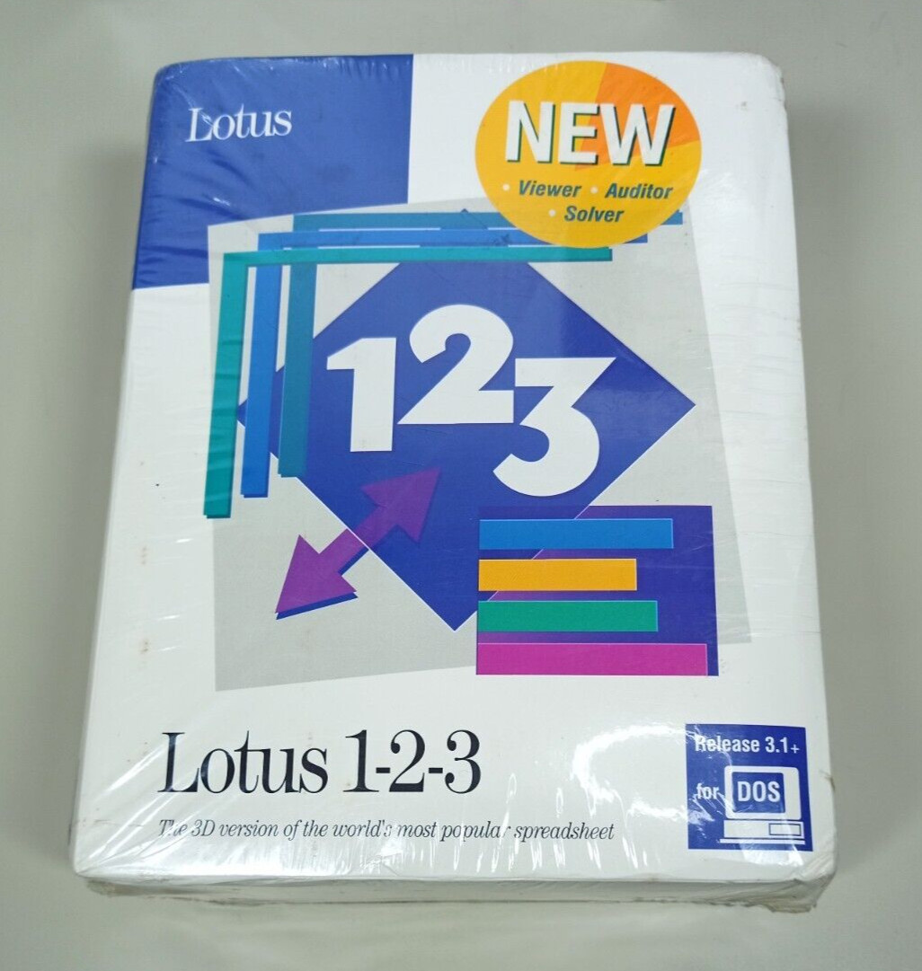 Vintage 1991 Lotus 1-2-3 Software Release 3.1+ for DOS 3.0 3.5" Floppy - Sealed