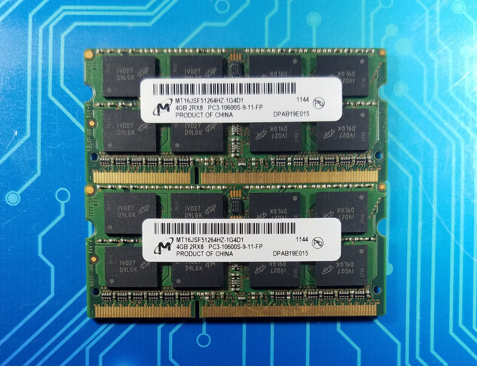 8GB (2x4GB) PC3-12800s DDR3-1600MHz 2Rx8 Non-ECC Micron MT16JSF51264HZ-1G4D1