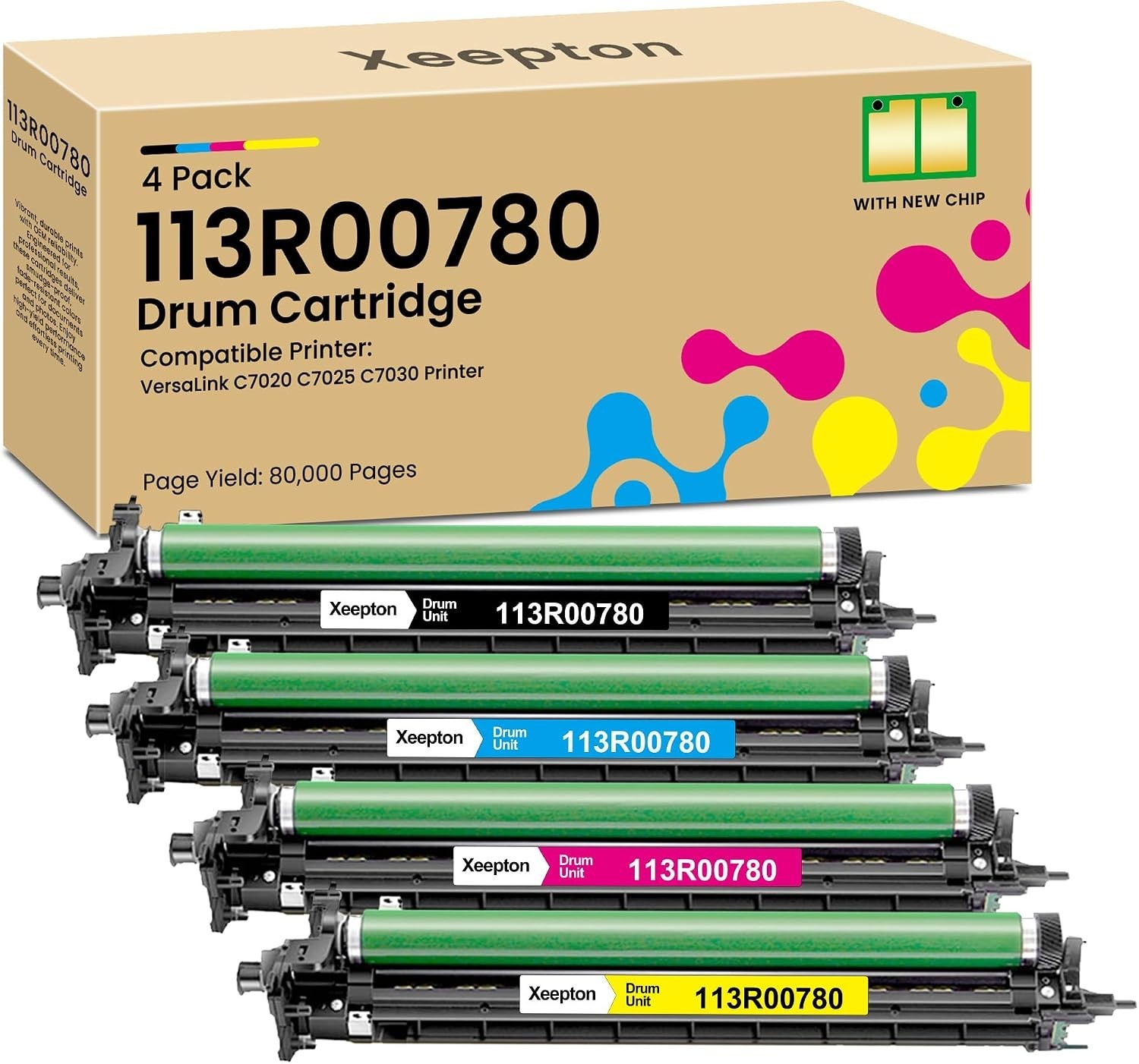 113R00780 Drum Cartridge Set for Xerox VersaLink C7020 C7025 C7030 (4 Pack BCMY)