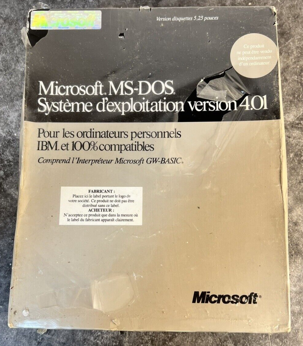Microsoft MS-DOS Version 4.01, FRENCH - Brand New Sealed