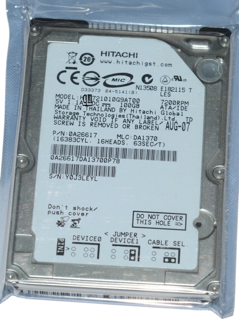 2.5 "Hitachi 100GB 7200 RPM HTS721010G9AT00 IDE Laptop hard disk