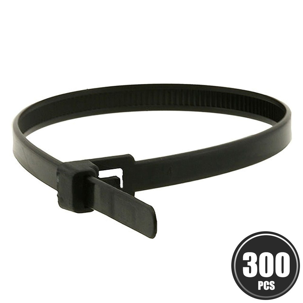 300 Pcs 12" Releasable Reusable Cable Cord Wire Nylon Zip Ties 50 Lbs Black 