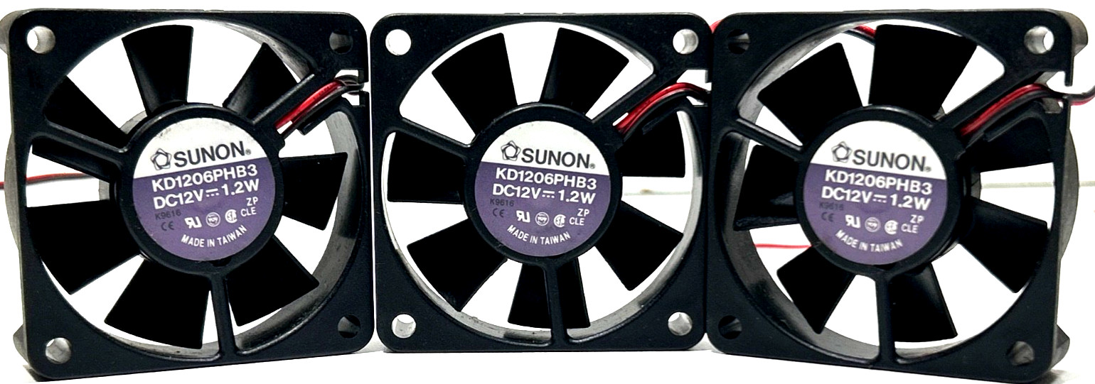 3-pack Genuine Sunon KD1206PHB3 PC CPU/Case 60mm x 15mm Cooling Fans- NEW (GP13