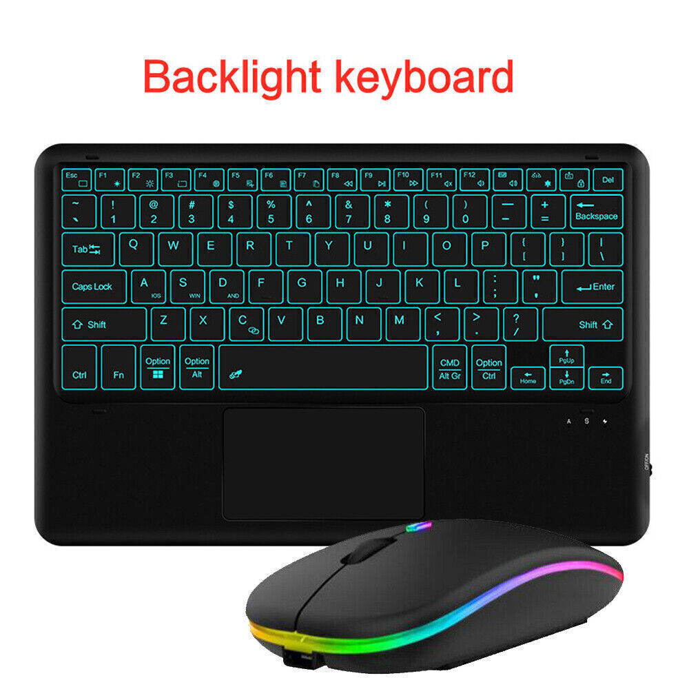 Rechargeable Backlit Bluetooth Touchpad Keyboard Mouse For Android IOS Tablet PC