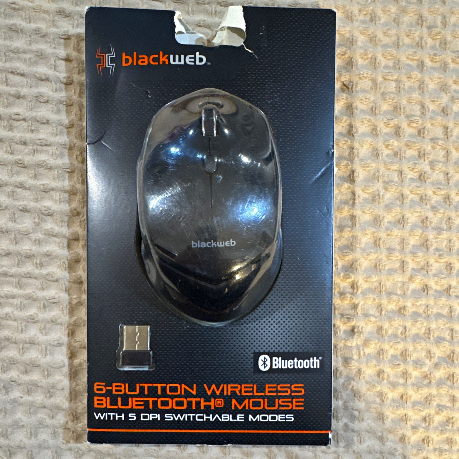 Blackweb 6-Button Wireless Bluetooth/RF Optical Mouse, Adjustable 3600 DPI Black