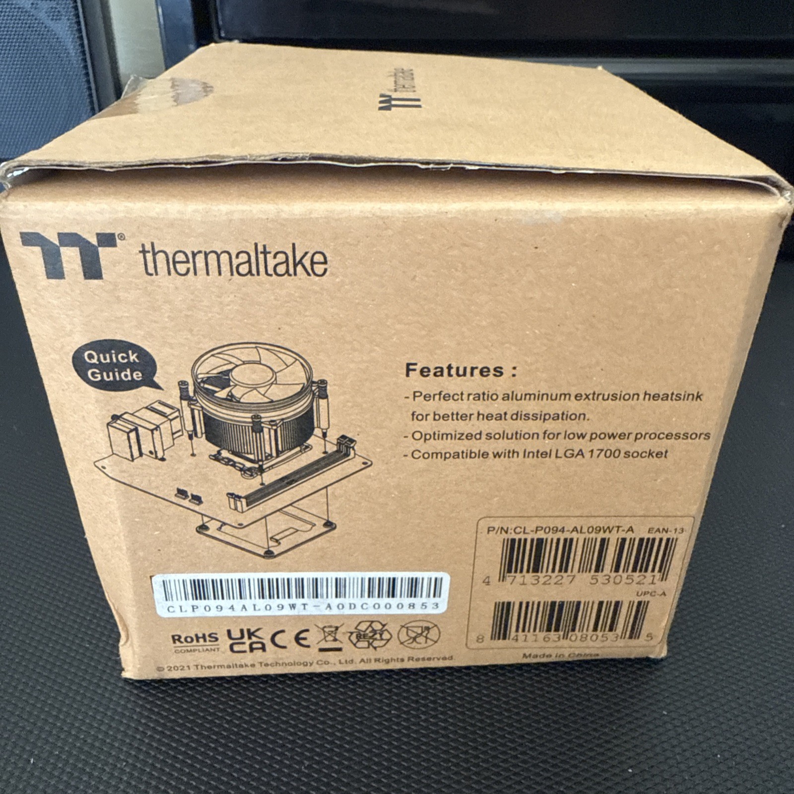 Thermaltake Gravity i3 Intel CPU Socket LGA1700 Cooler, CL-P094-AL09WT-A New