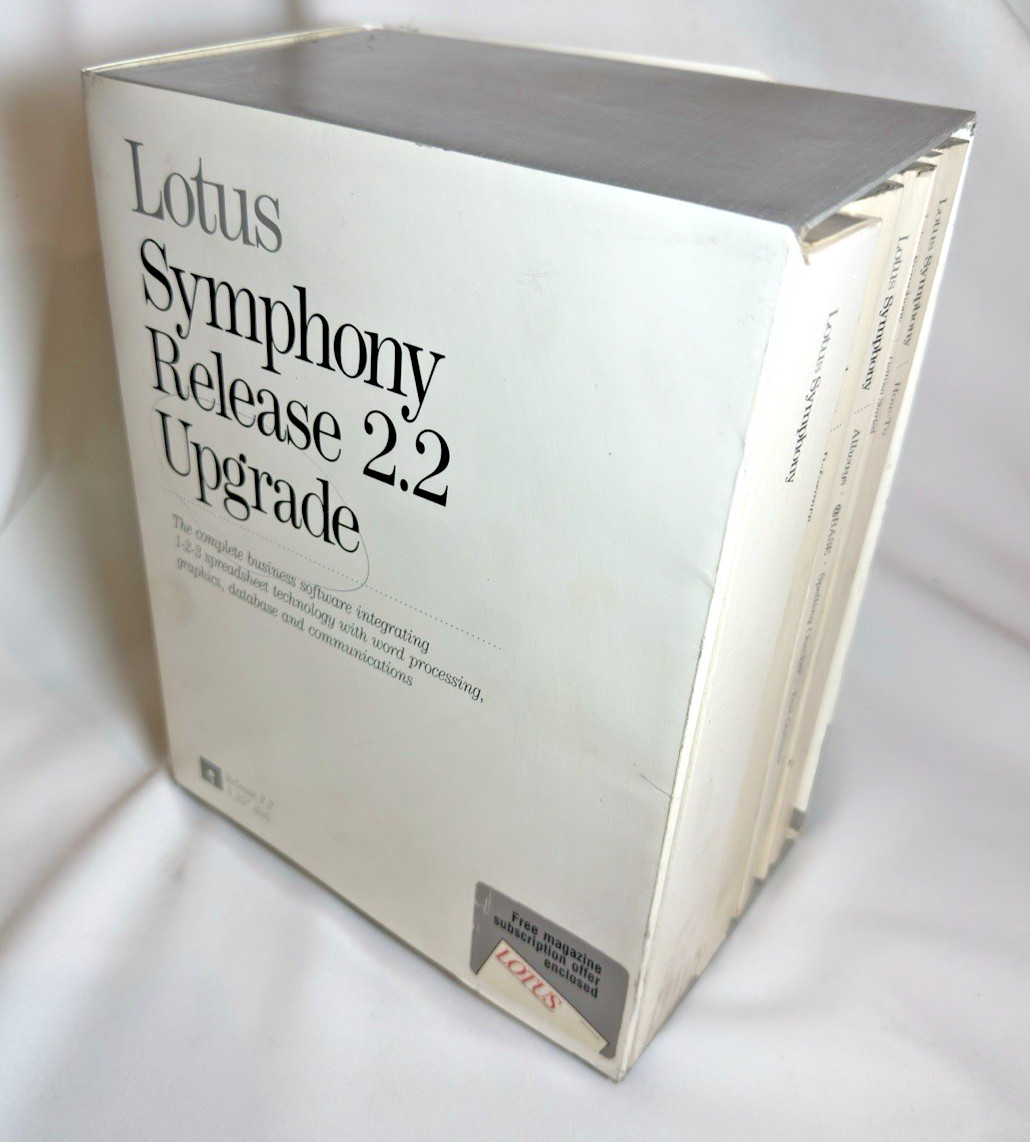 1990 Lotus Symphony Release 2.2 Upgrade 5.25 Floppy Disks (SEALED), Manuals