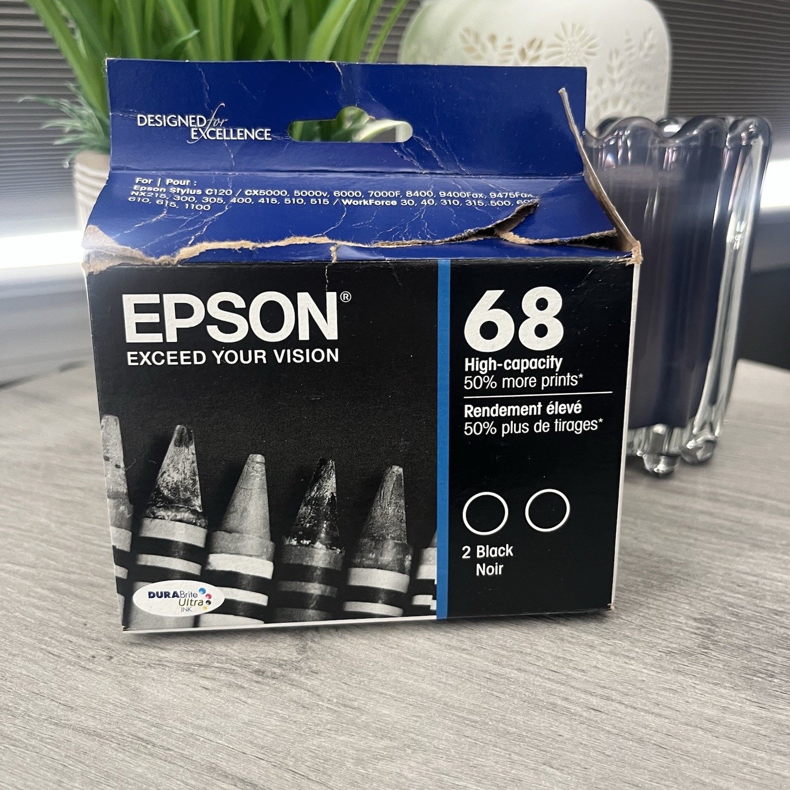 Genuine Epson 68 Black High Capacity 2 Ink Cartridges~New & Sealed Exp 12/20