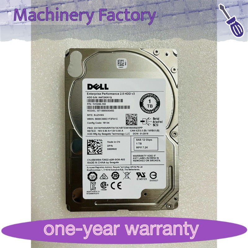 1PCS for DELL ST1000NX0453 1TB 7.2K 12G 2.5" SFF SAS HARD DRIVE 056M6W 56M6W HD