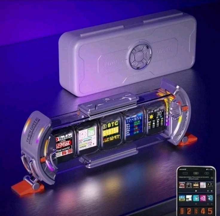 Divoom Times Gate - Cyberpunk Gaming Digital Clock with Smart App & RGB Display