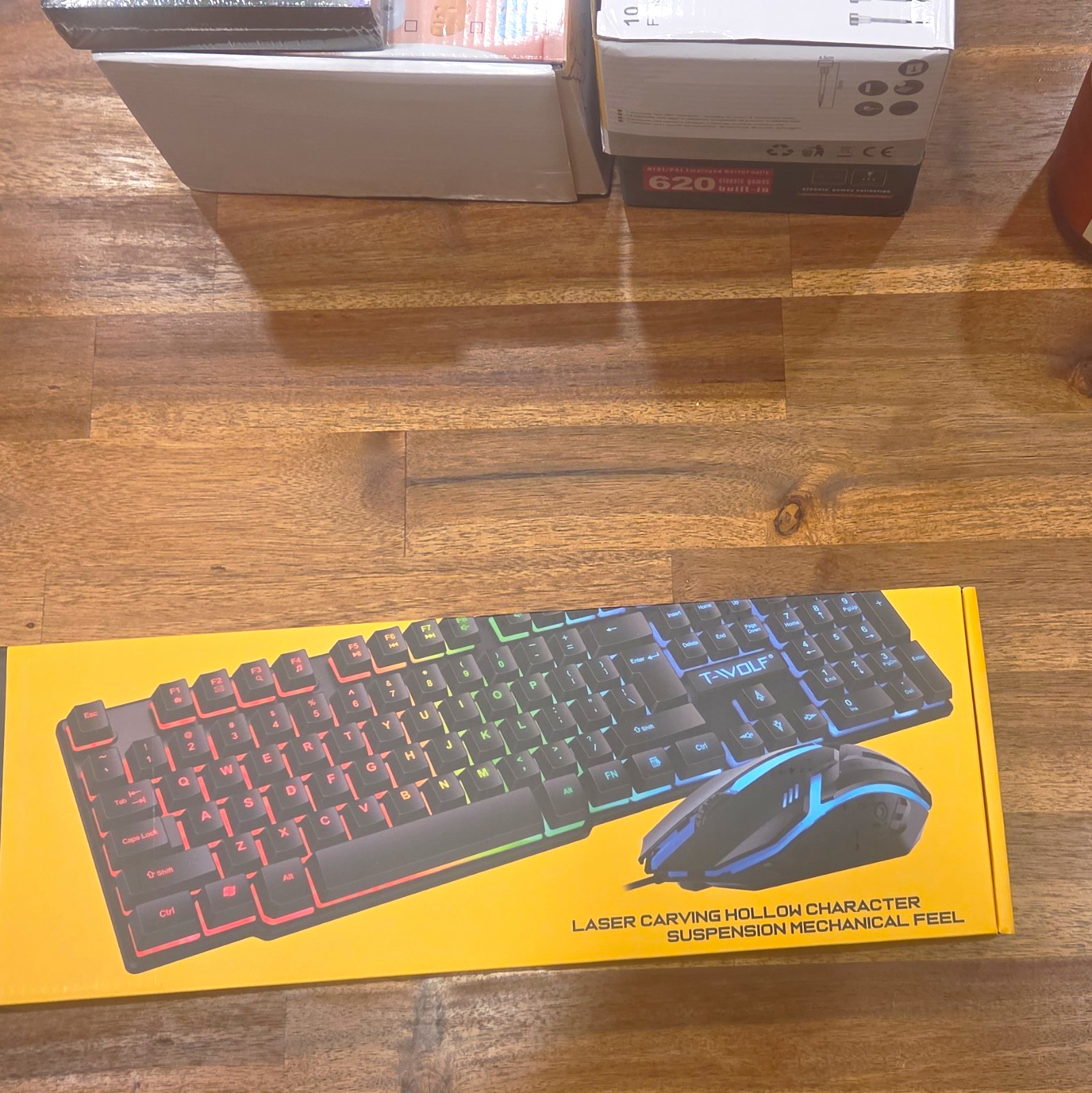 T-WOLF TF200 Wired Illuminated Gaming Keyboard & Mouse Set QWERTY Black