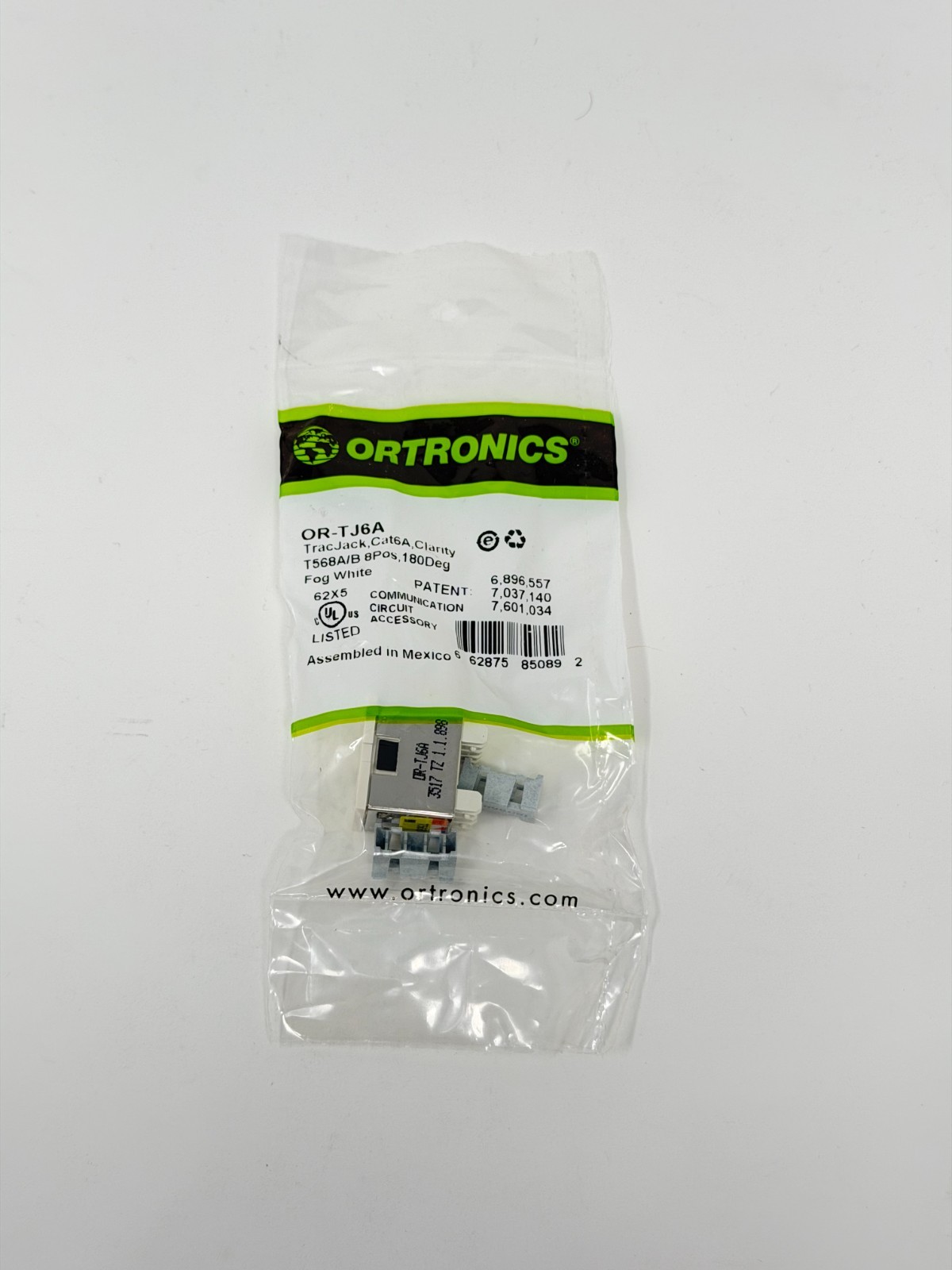 Ortronics OR-TJ6A Cat6A TracJack RJ45 Keystone Jack Clarity T568A/B Fog White