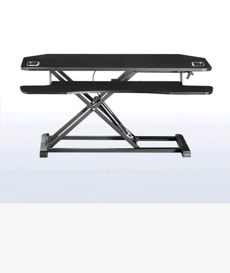 VIVO Black Height Adjustable Corner Desktop Monitor Riser 38" Sit Stand Tabletop