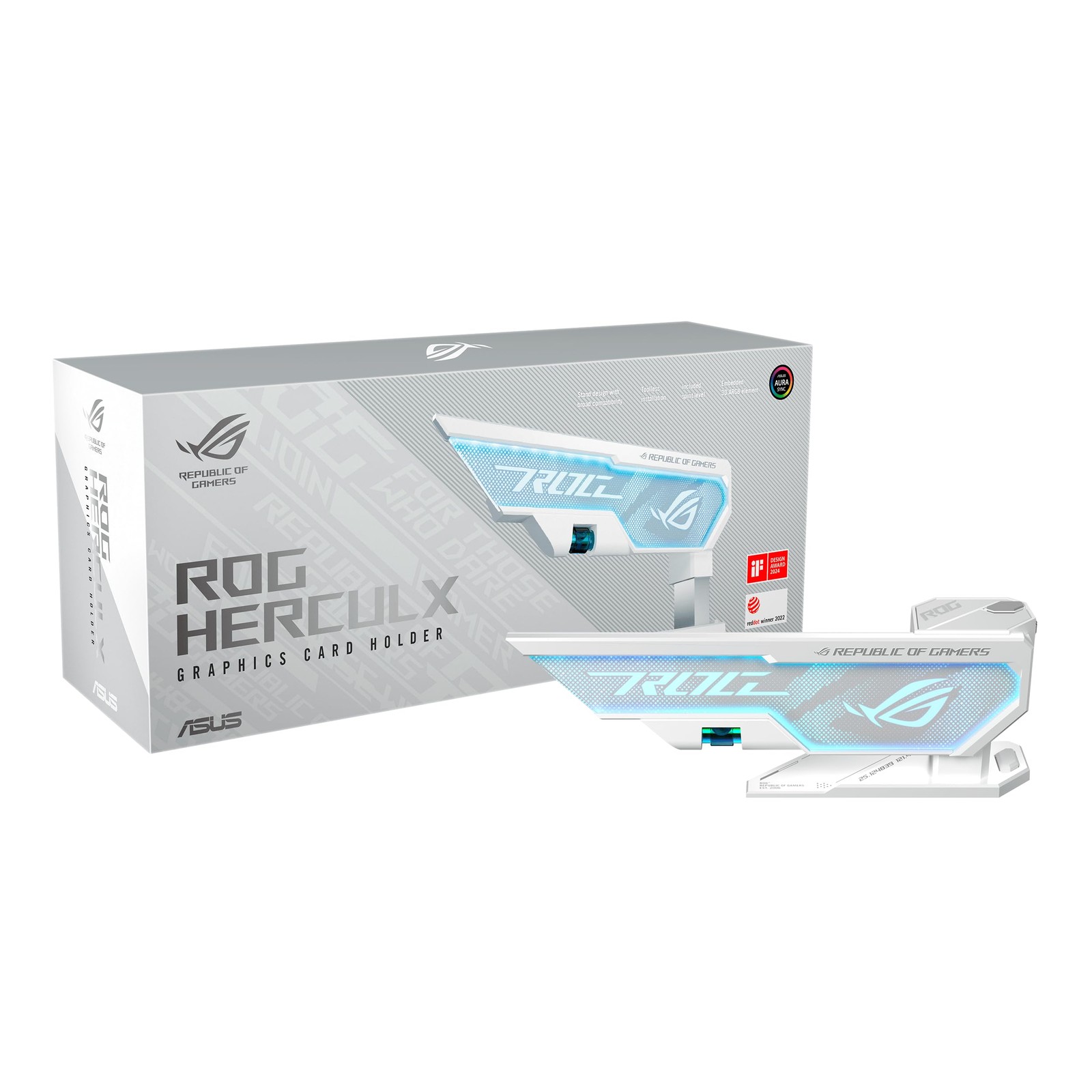 ASUS ROG HerculX White Graphics Card Holder Adjustable ARGB Support Stand