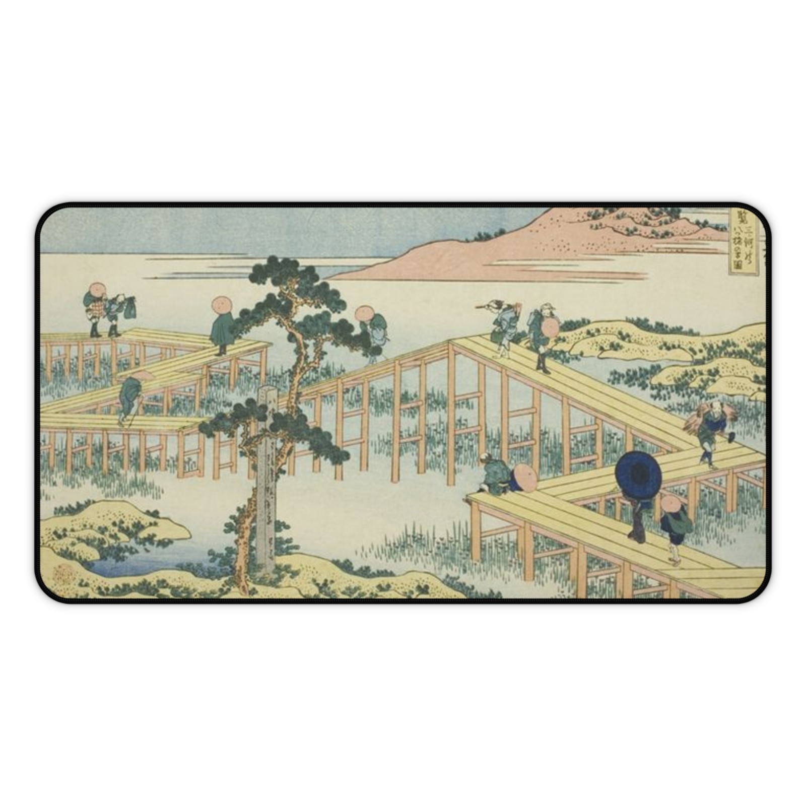 Hiroshige Pier Landscape Desk Mat | Japanese Ukiyo-e Wave Art