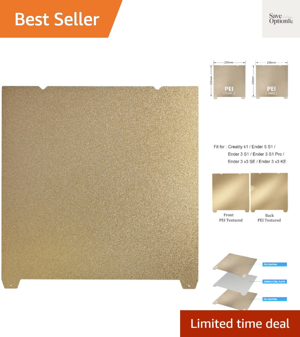 235X235MM Double Sided Textured Board PEI Sheet Heated Bed Spring Steel Flexi...