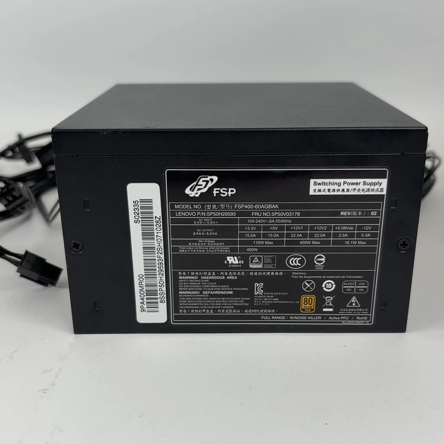 Lenovo FSP FSP400-60AGBAK 80 Plus Gold 400W Non Modular Power Supply