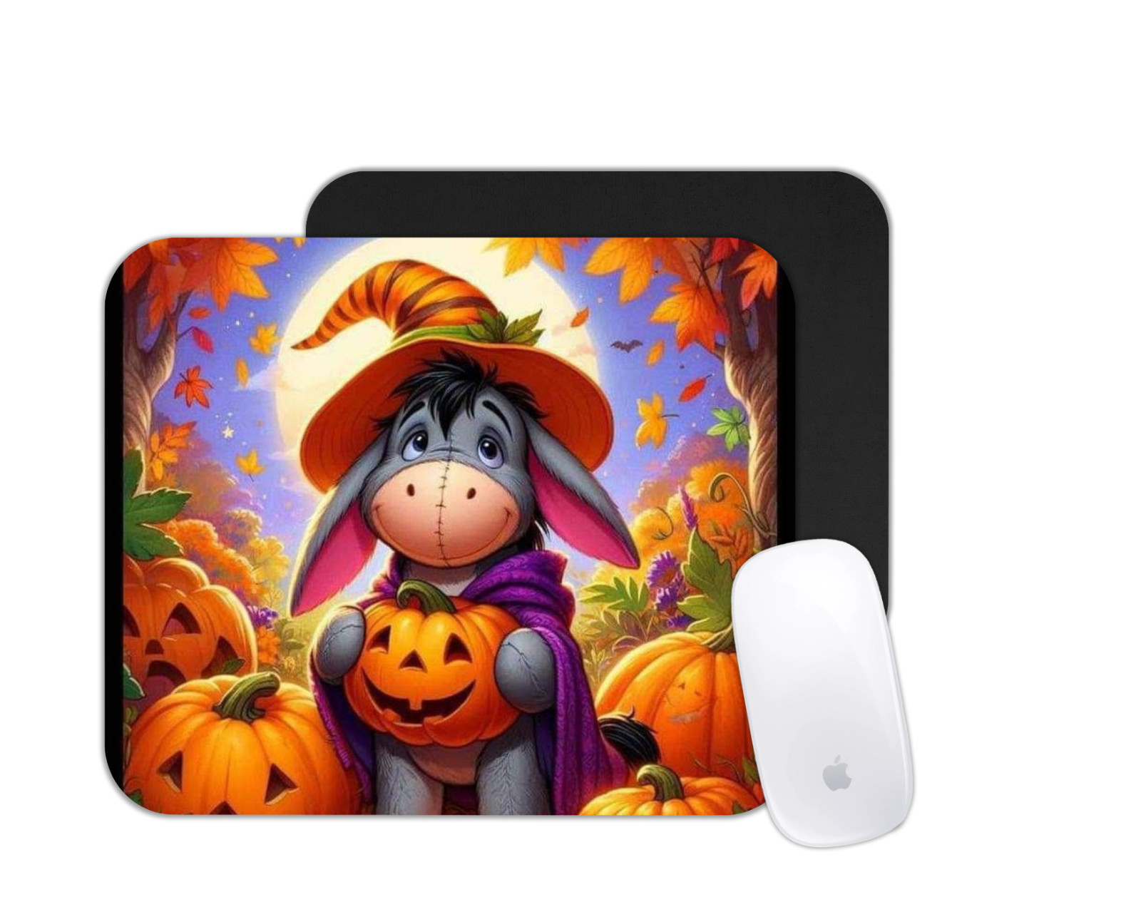 Halloween Cartoon Donkey Mouse Pad | Pumpkin Fall Desk Mat | Cute Seasonal Gift