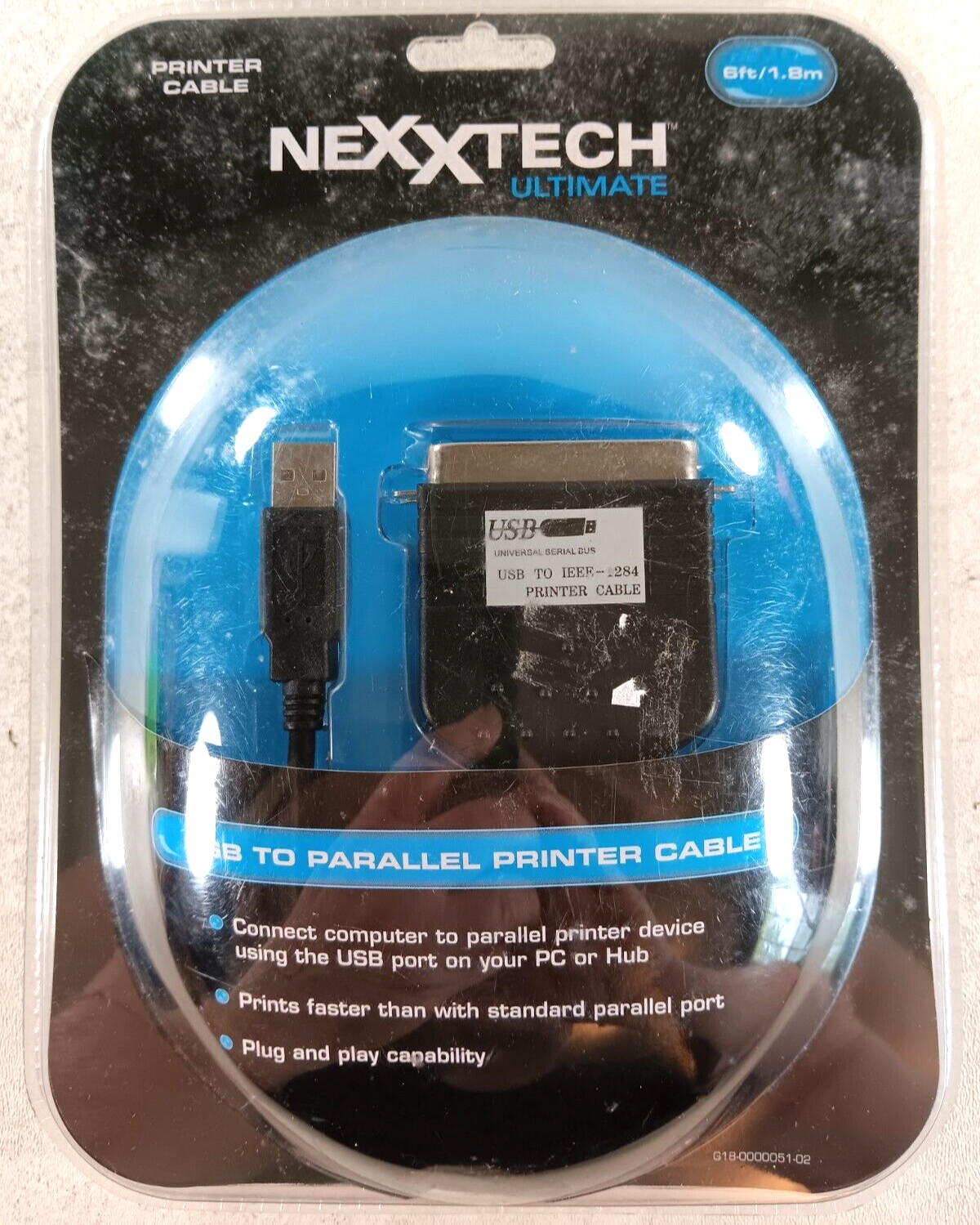 Nexxtech Ultimate USB to Parallel Printer Cable 6 Feet NEW SEALED