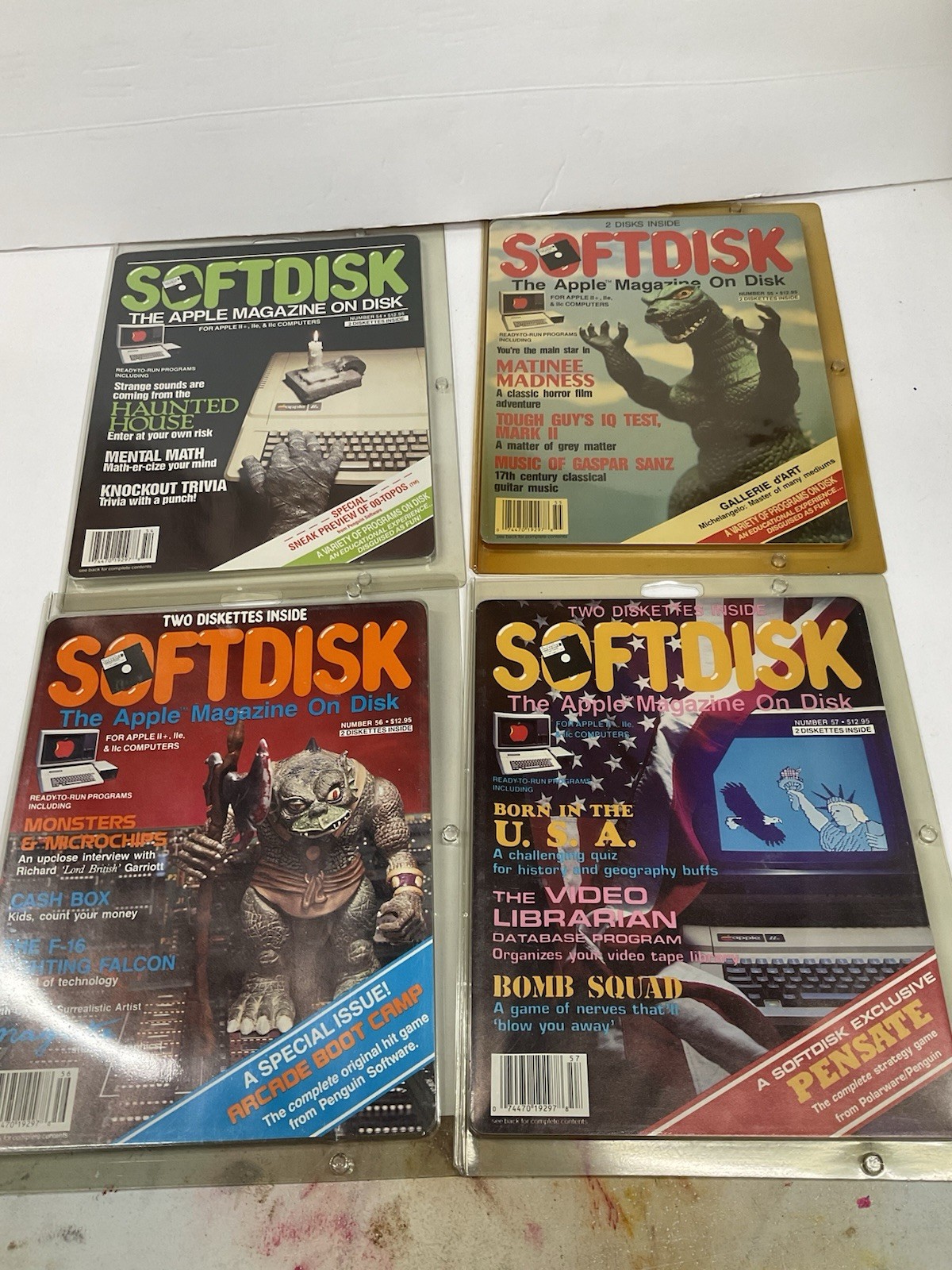 Vintage Apple II Softdisk Magazines Lot  #54 - #57