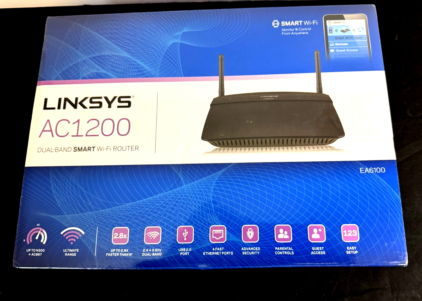 Linksys - AC1200 Router - Model EA6100-VV - Dual Band Smart Wi-Fi - NEW SEALED