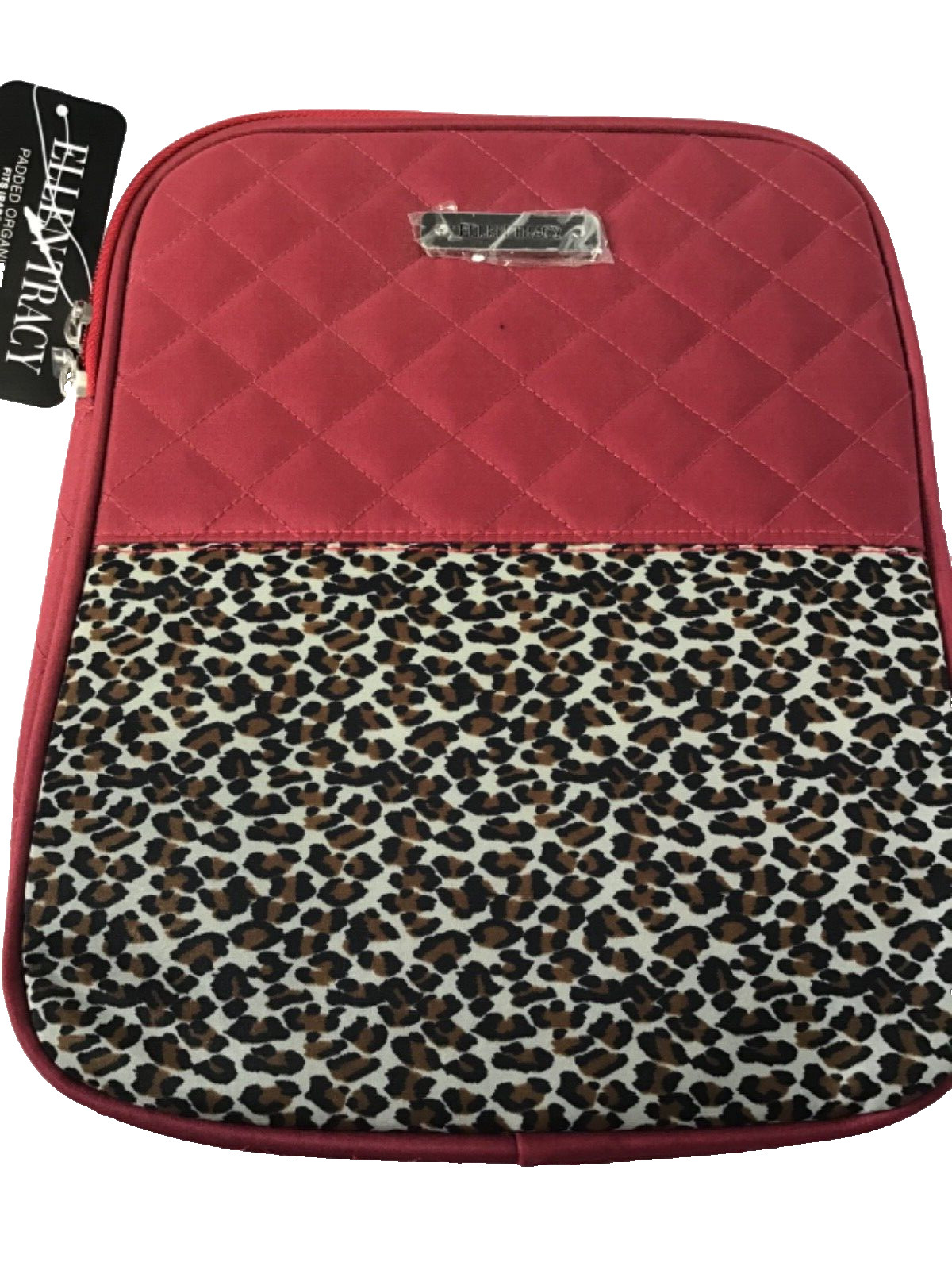 ELLEN TRACY PADDED IPAD OR TABLET CASE BURGUNDY CHEETAH 9 X 11 NWT