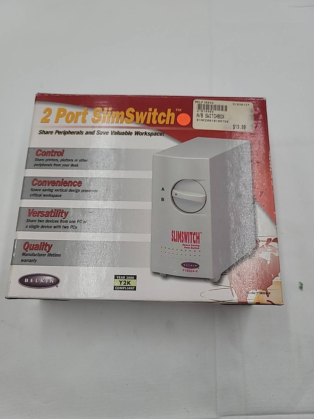 Belkin F1B024-V 2 Port Slimswitch Data Switch OPEN BOX...