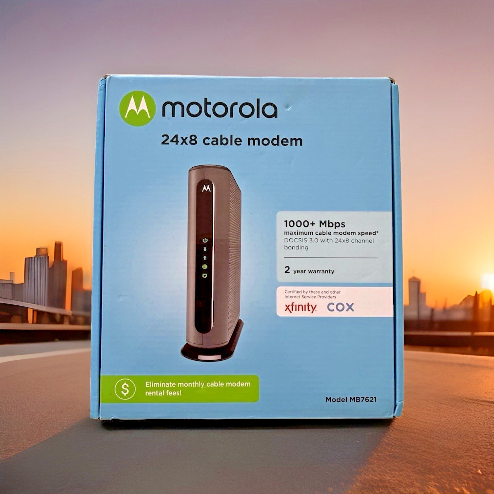 Motorola MB7621 24x8 DOCSIS 3.0 Cable Modem Xfinity/COX Certified, New-Open Box.