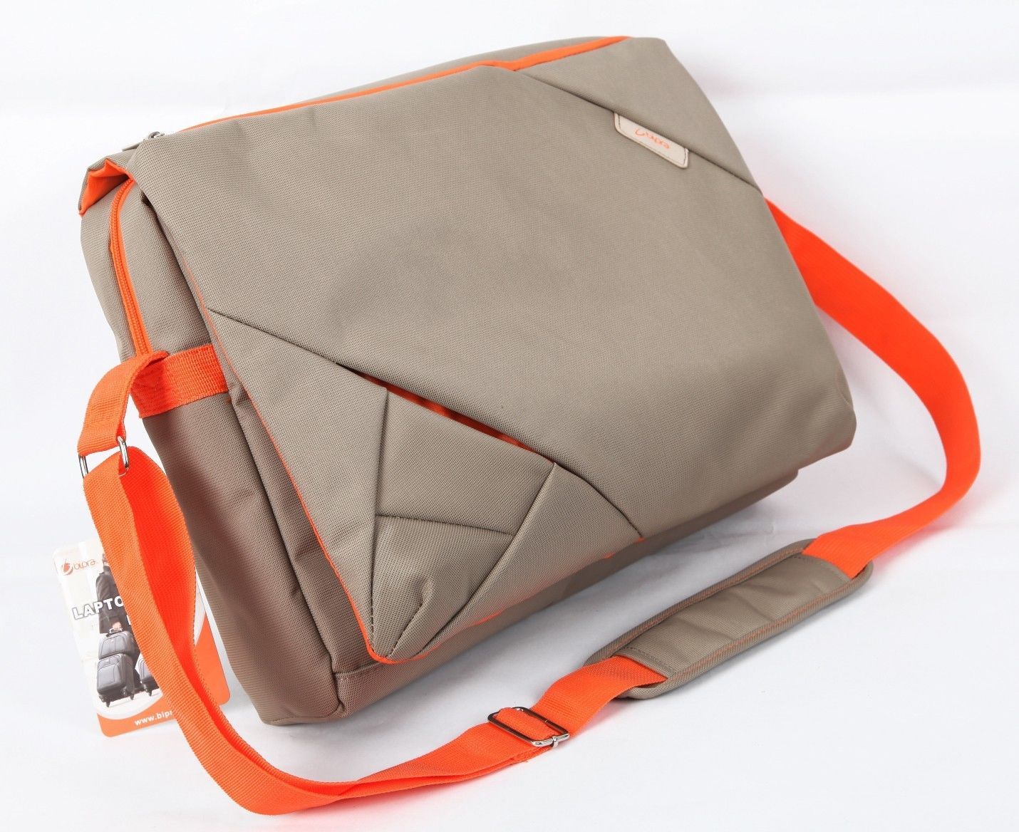 Bipra 15.6 Inch Laptop Messenger Bag Grey/Orange Design