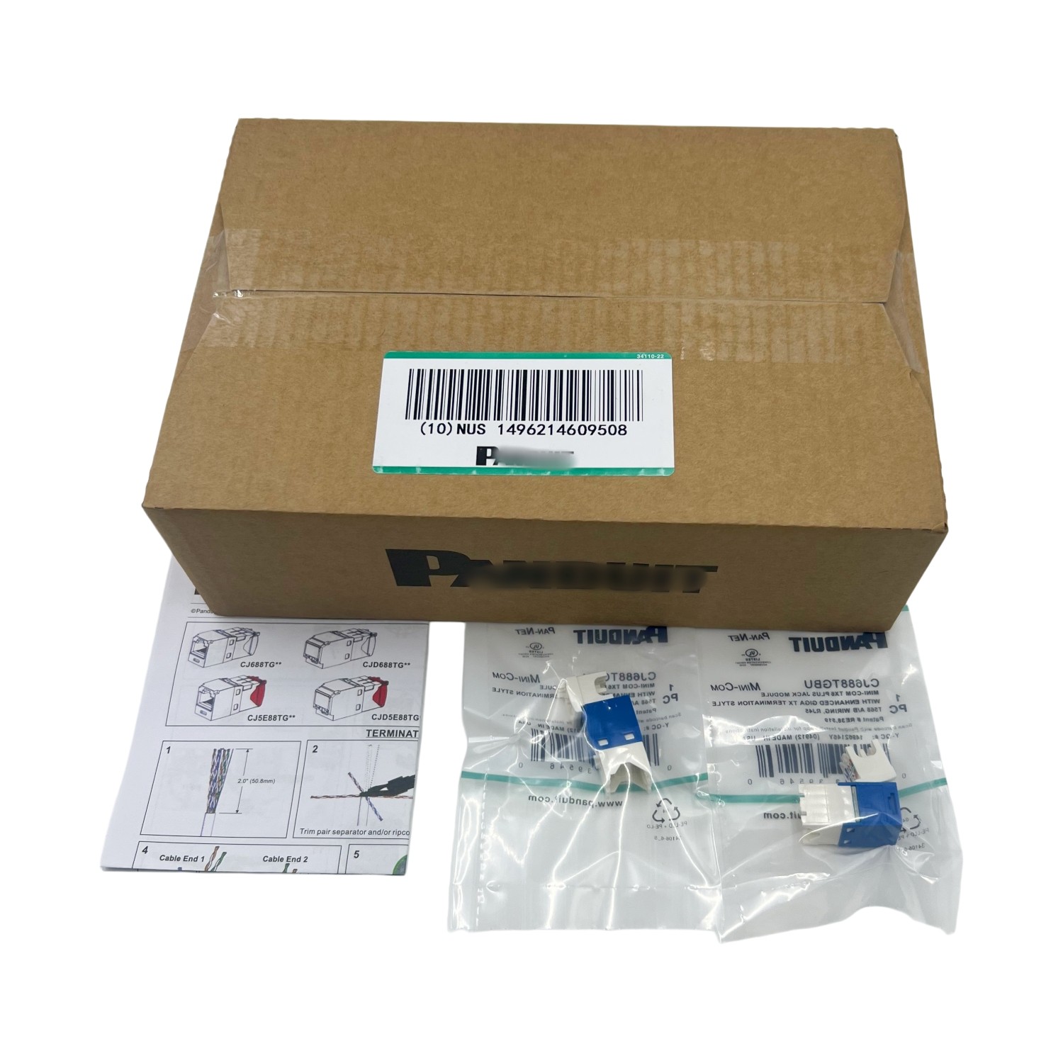 50X CJ688TGBU Giga TX For Panduit Cat6 MiniCom UTP RJ45 Network Jack Module Blue