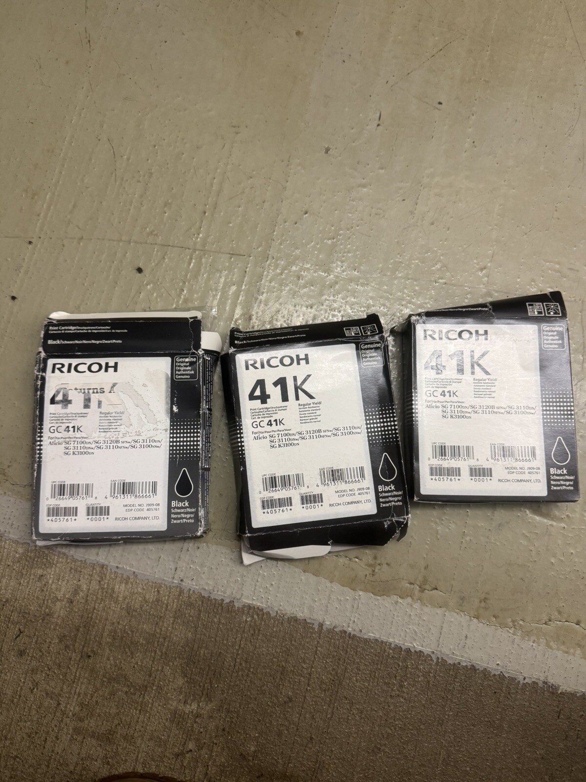 New Ricoh 405761 Black Ink Print Cartridge Type GC 41K Genuine Lot Of 4 Expired
