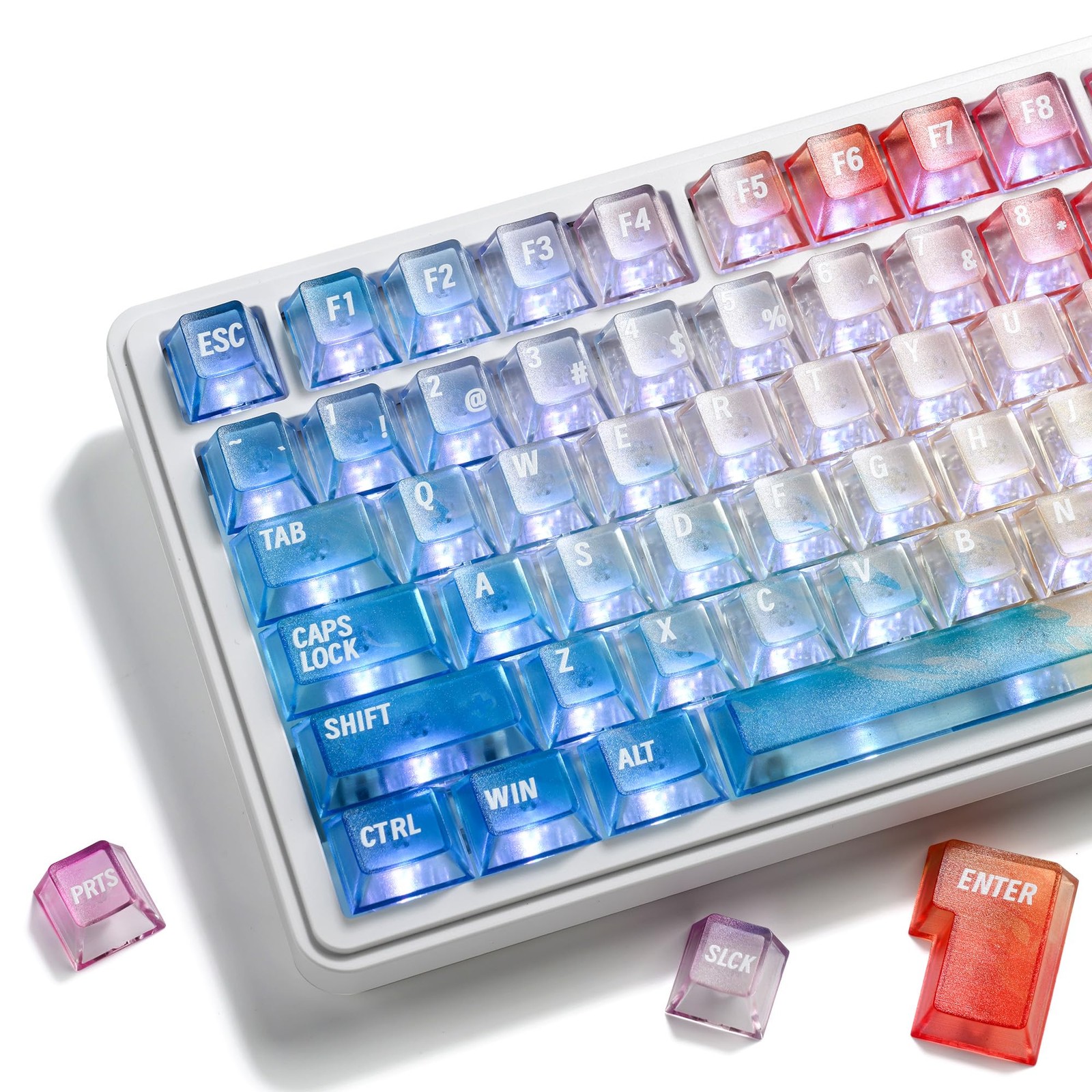 Hkfos XVX Colorful Clear Keycaps, Transparent Keyboard Keycaps 60 75 100 Perc...