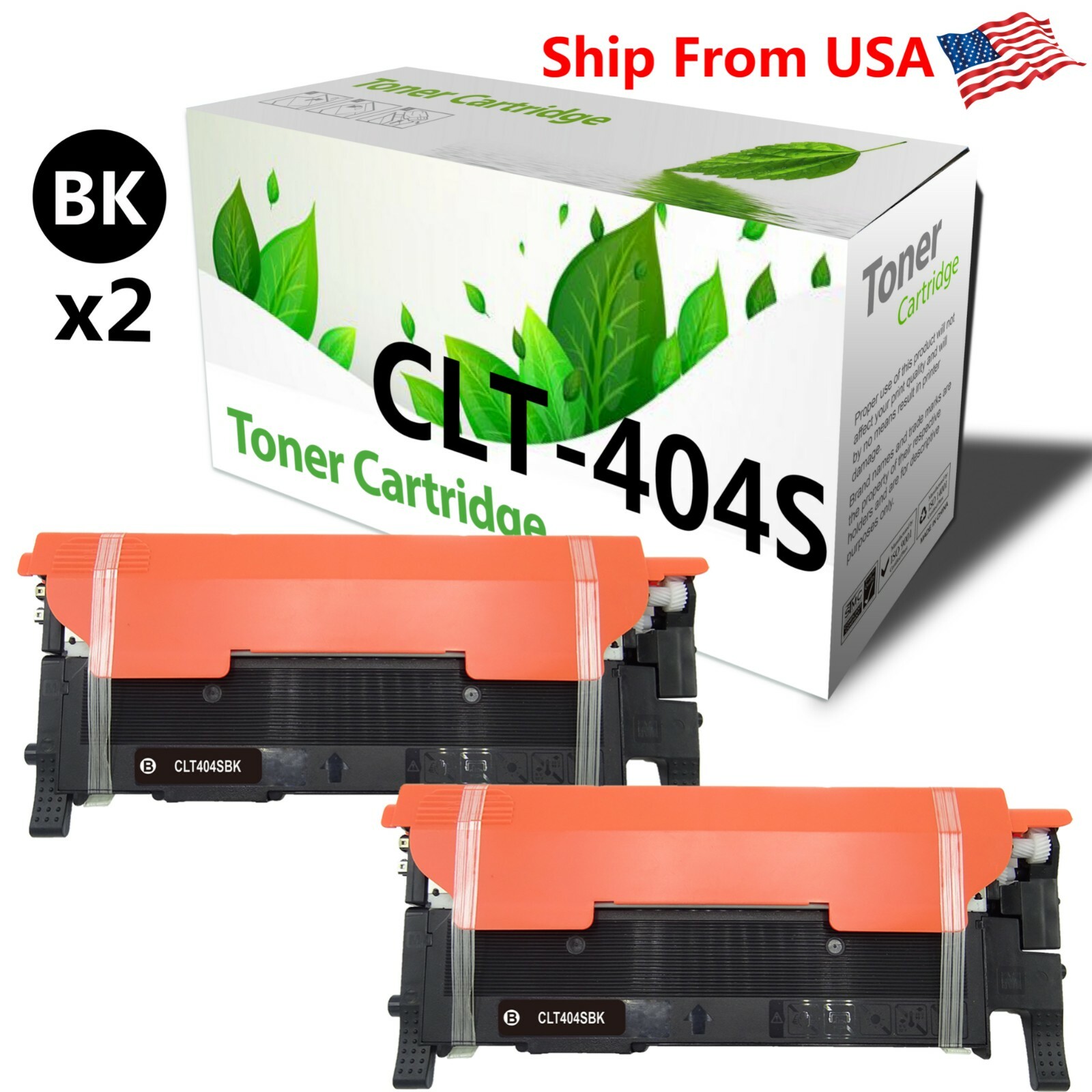 2PK Black 404S Toner Cartridge for Samsung Xpress C430 SL-C430W C430W C480FN